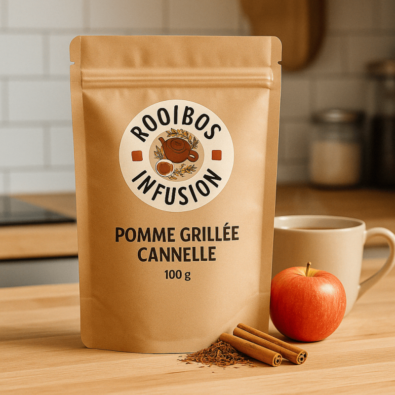 Rooibos pomme grillée & cannelle – Infusion chaleureuse sans théine