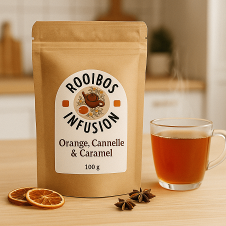 Rooibos orange, cannelle & caramel – Infusion douce et épicée
