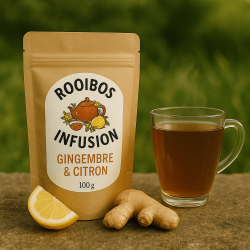 Rooibos gingembre & citron – Infusion tonique et apaisante sans théine