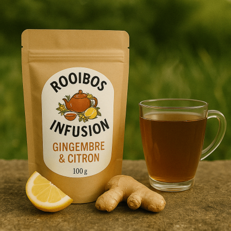 Rooibos gingembre & citron – Infusion tonique et apaisante sans théine